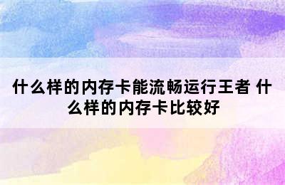 什么样的内存卡能流畅运行王者 什么样的内存卡比较好